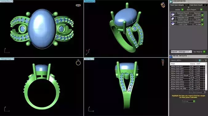 BCJ-028 ring with diamonds and gemstones