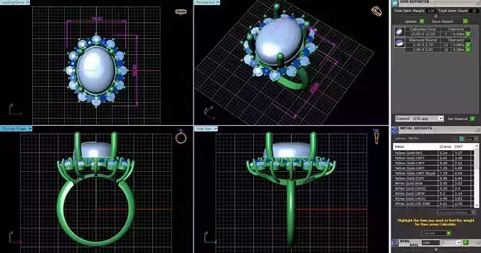 BCJ-022 ring with diamonds and gemstones