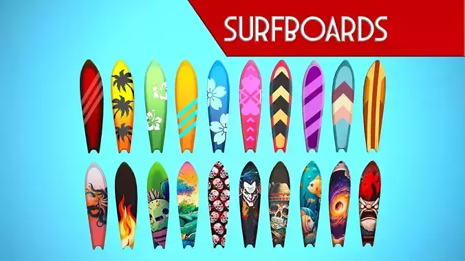 SURF BOARD 01-20 CARTOON STYLIZED