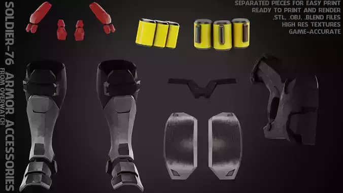 Overwatch Soldier-76 Armor and Accessories for Cosplay 3D print model