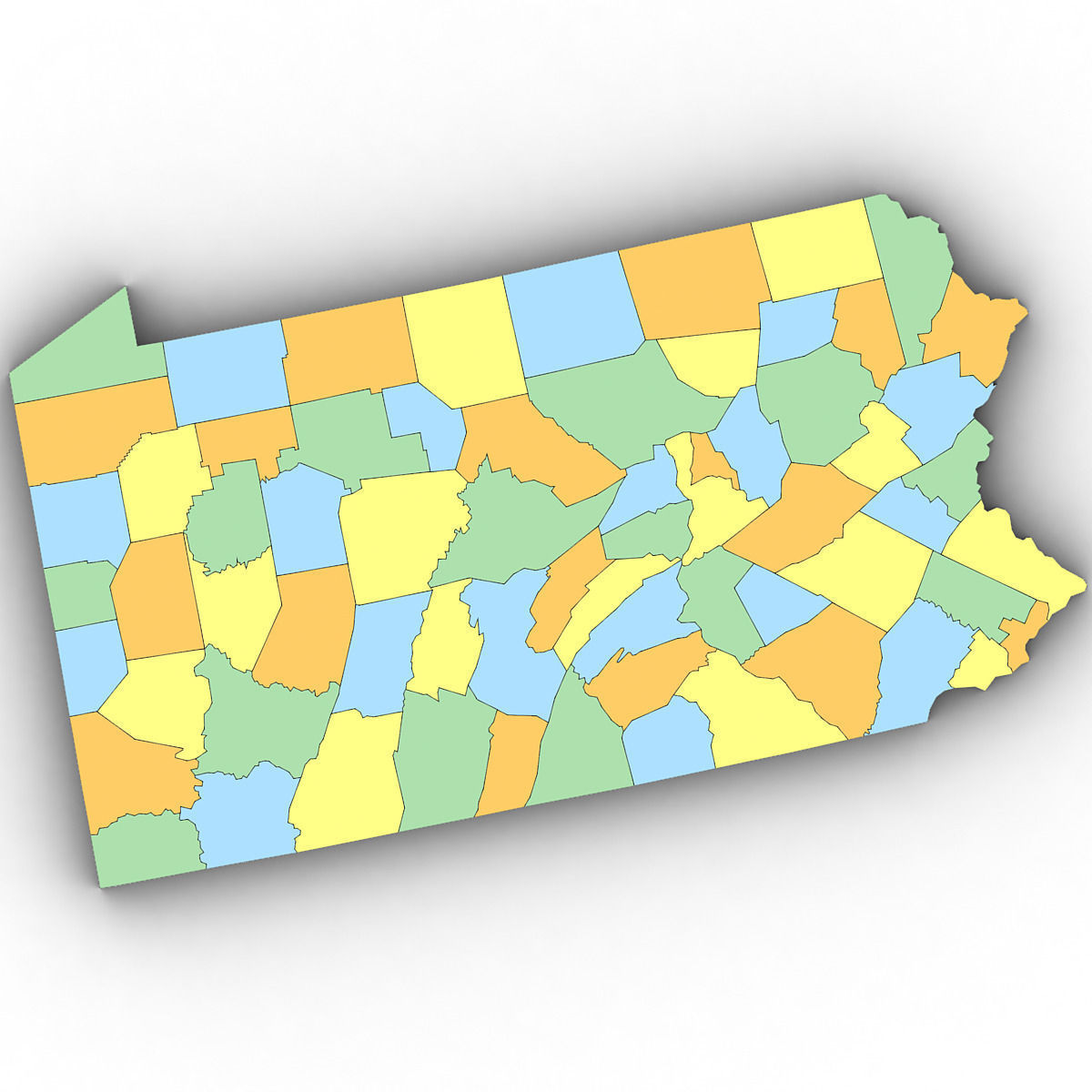 Pennsylvania Political Map 3D model_7