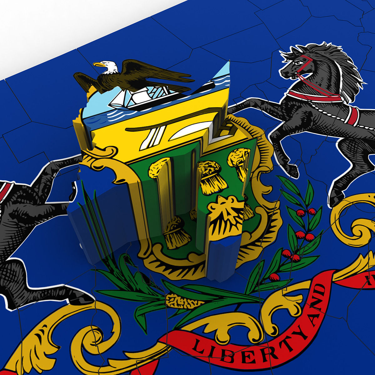 Pennsylvania Political Map 3D model_4
