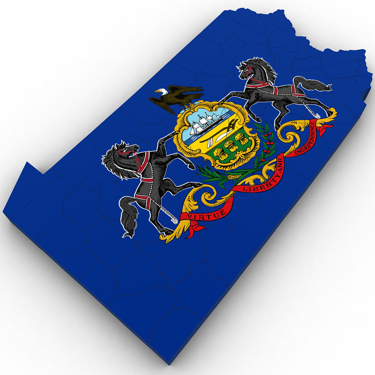 Pennsylvania Political Map 3D model_2