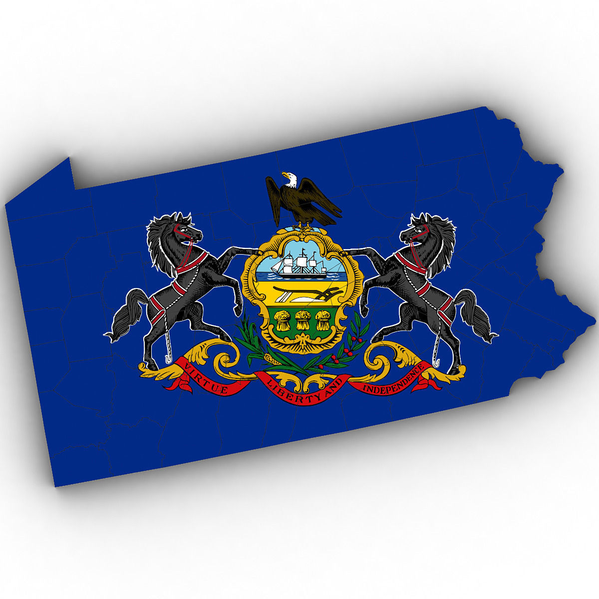 Pennsylvania Political Map 3D model_6