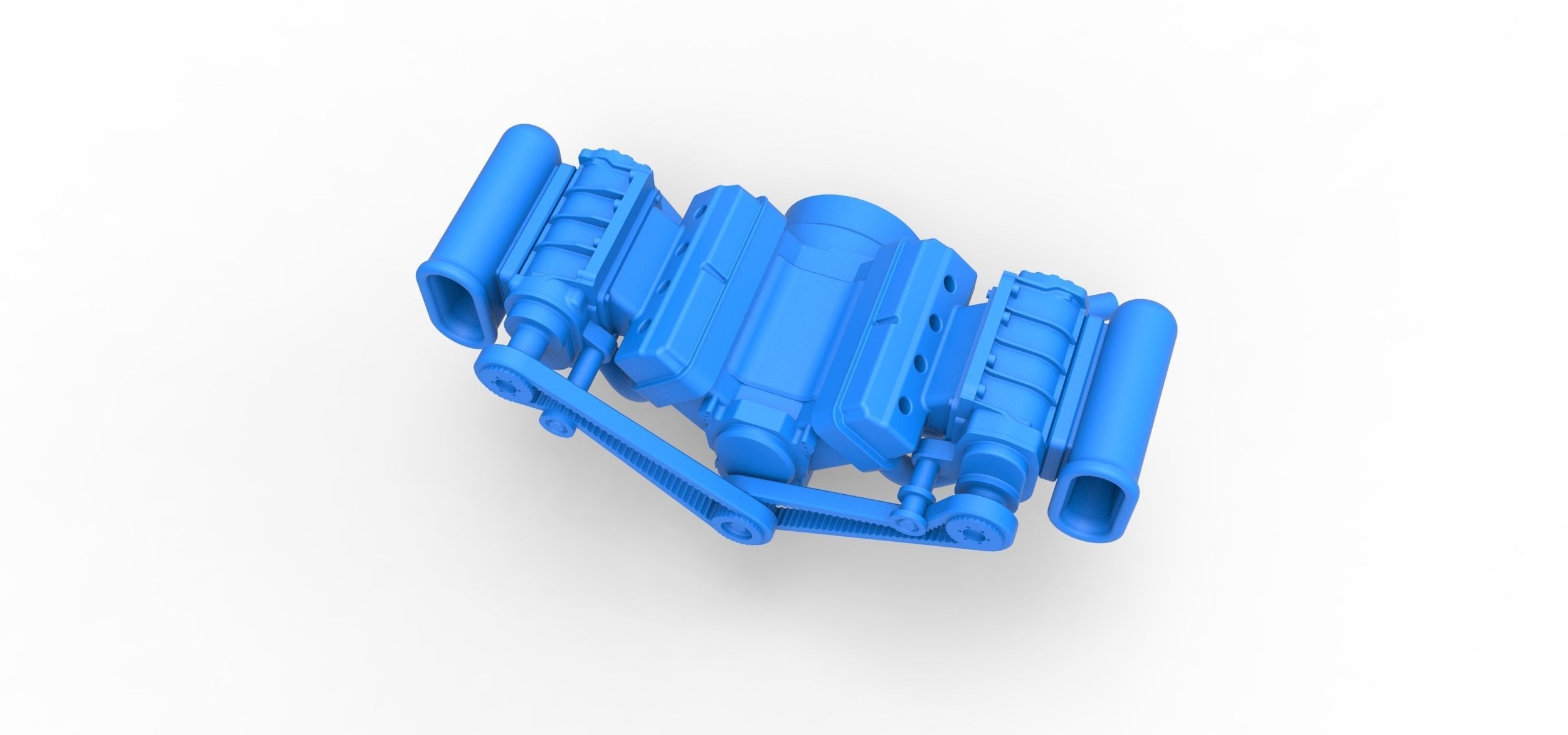 Engine V8 with double supercharger Version 5 Scale 1 to 25 3D print model_1
