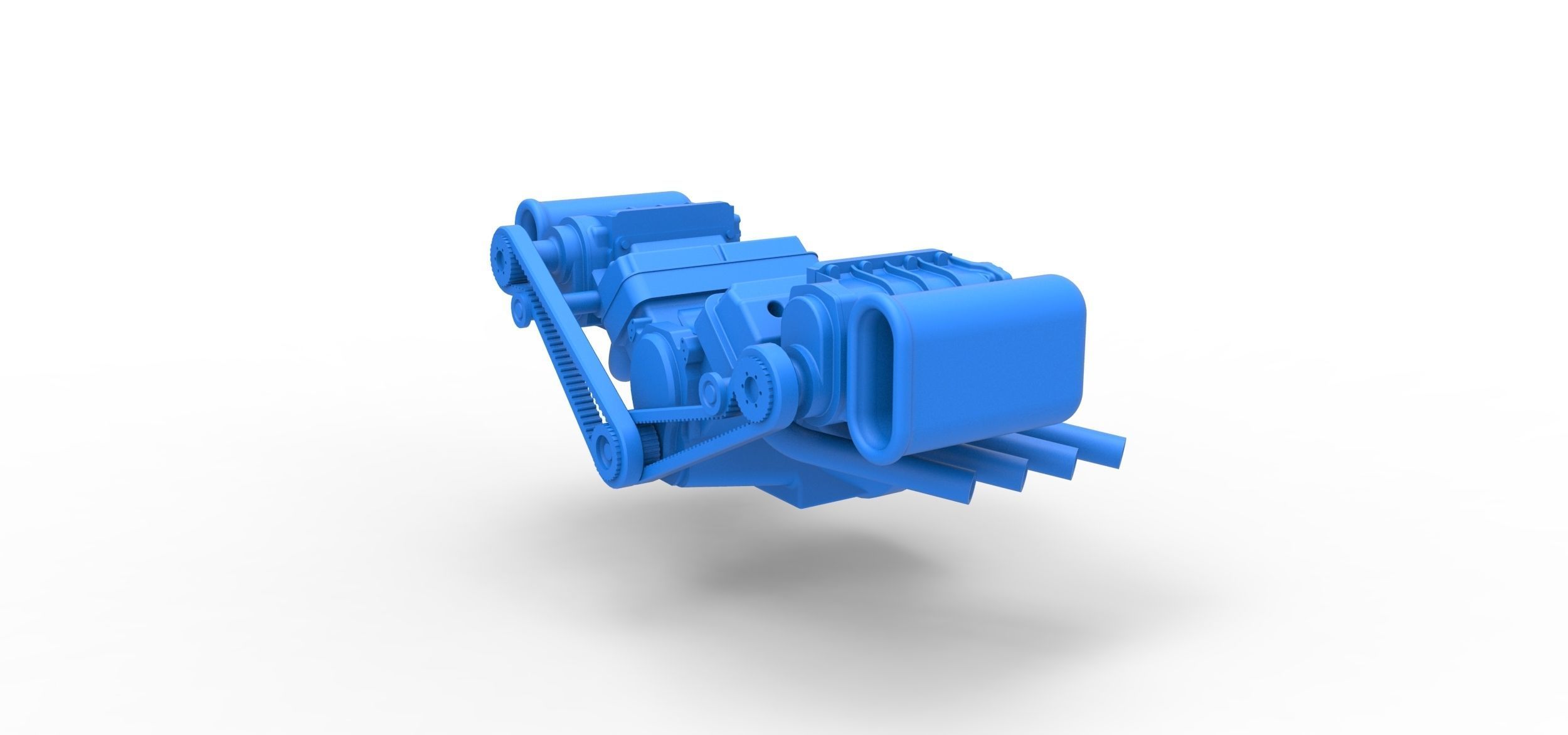 Engine V8 with double supercharger Version 5 Scale 1 to 25 3D print model_6