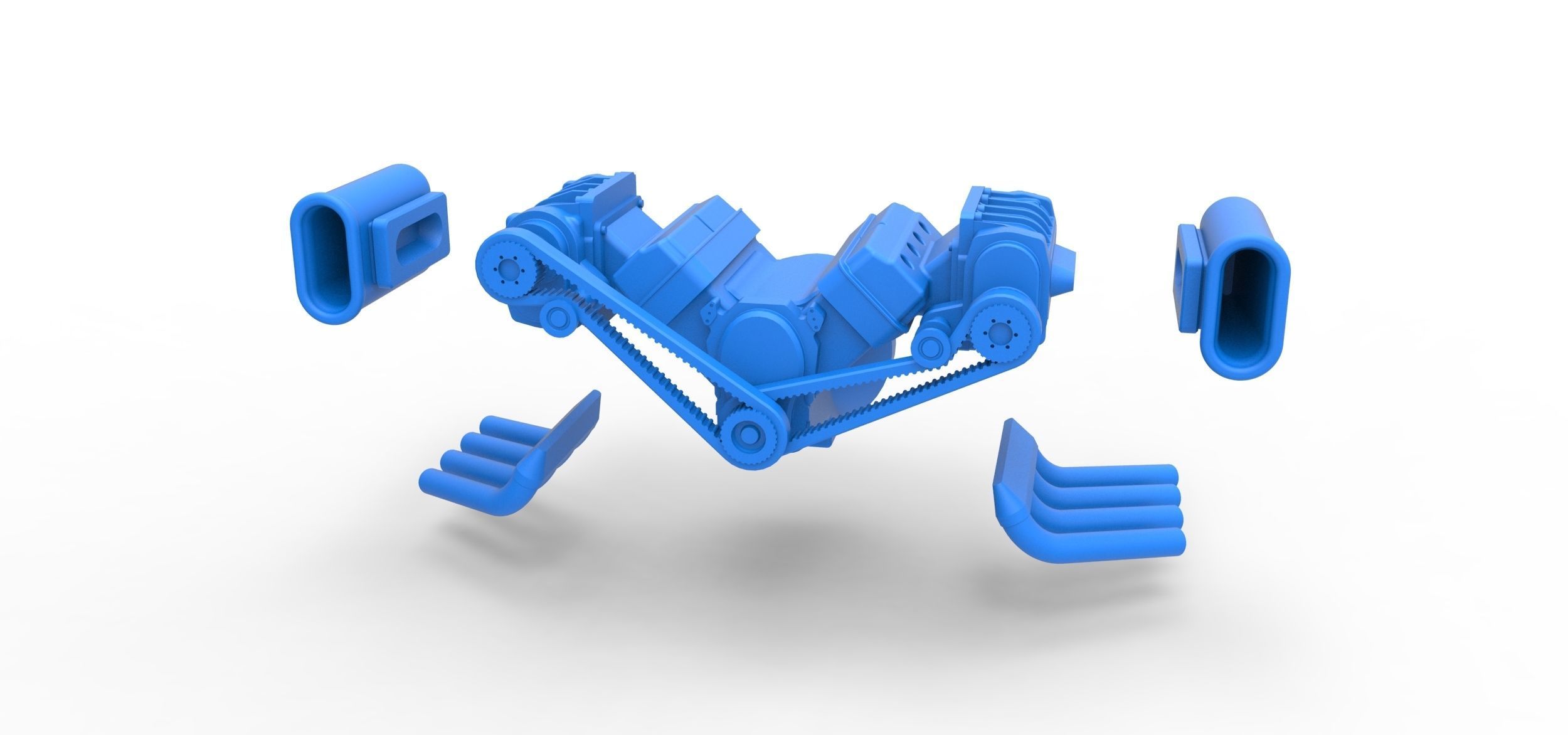 Engine V8 with double supercharger Version 5 Scale 1 to 25 3D print model_13