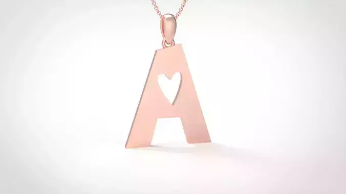 Model 1043 A Love Initial Letter Alphabet Pendant 3D print model