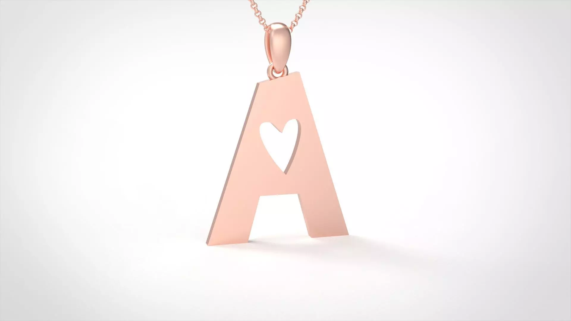 Model 1043 A Love Initial Letter Alphabet Pendant 3D print model