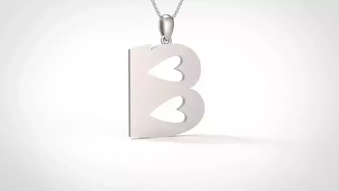 Model 1044 B Love Initial Letter Alphabet Pendant 3D print model