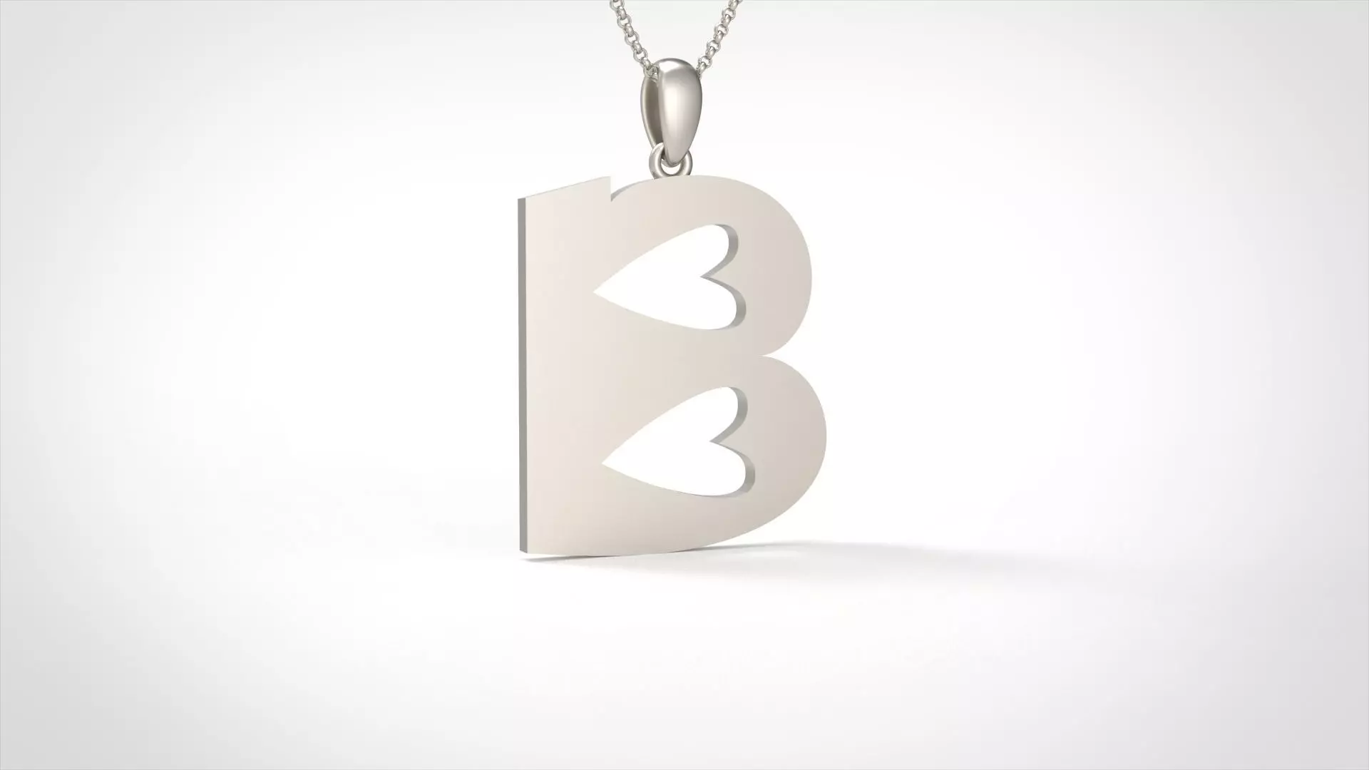 Model 1044 B Love Initial Letter Alphabet Pendant 3D print model