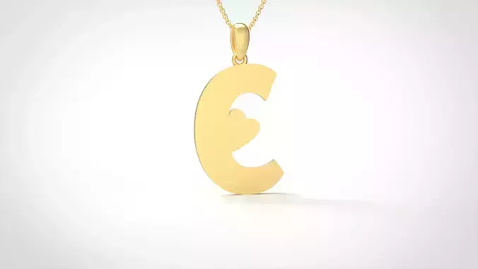 Model 1045 C Love Initial Letter Alphabet Pendant 3D print model
