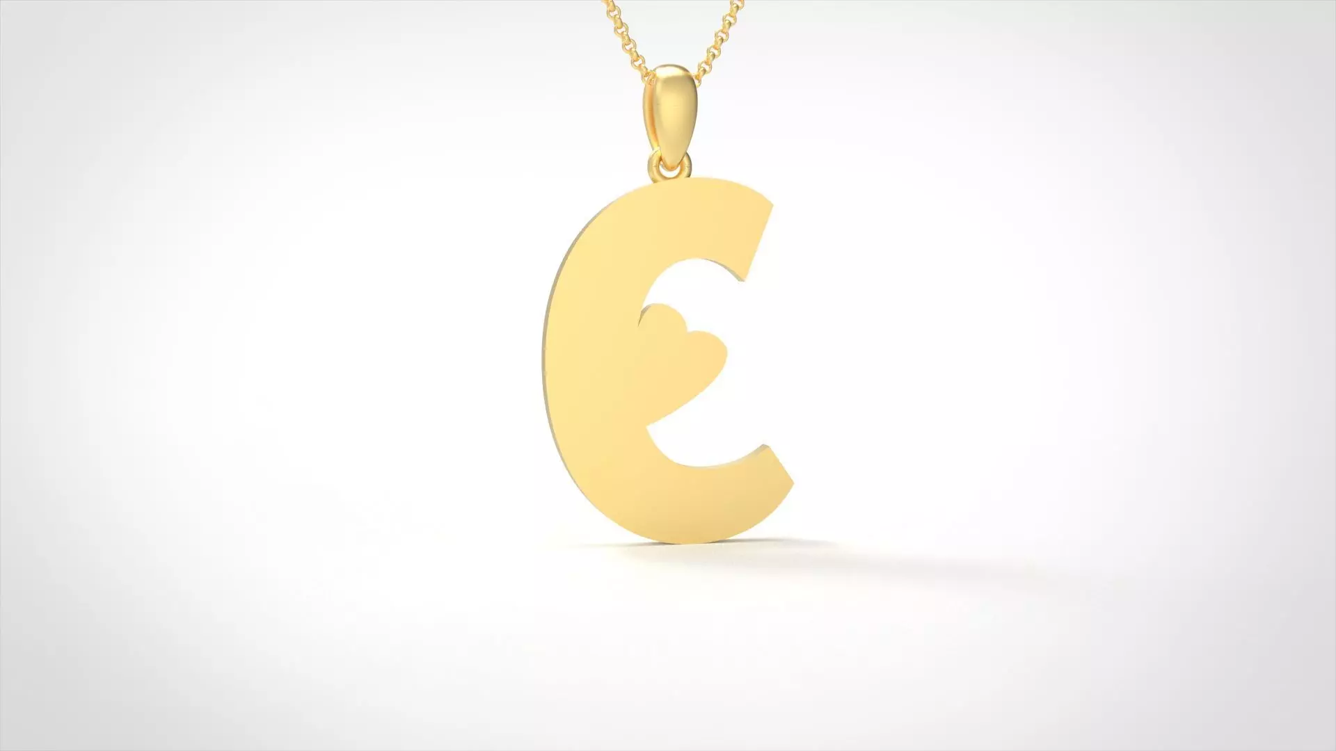 Model 1045 C Love Initial Letter Alphabet Pendant 3D print model