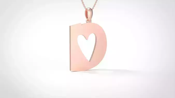 Model 1046 D Love Initial Letter Alphabet Pendant 3D print model