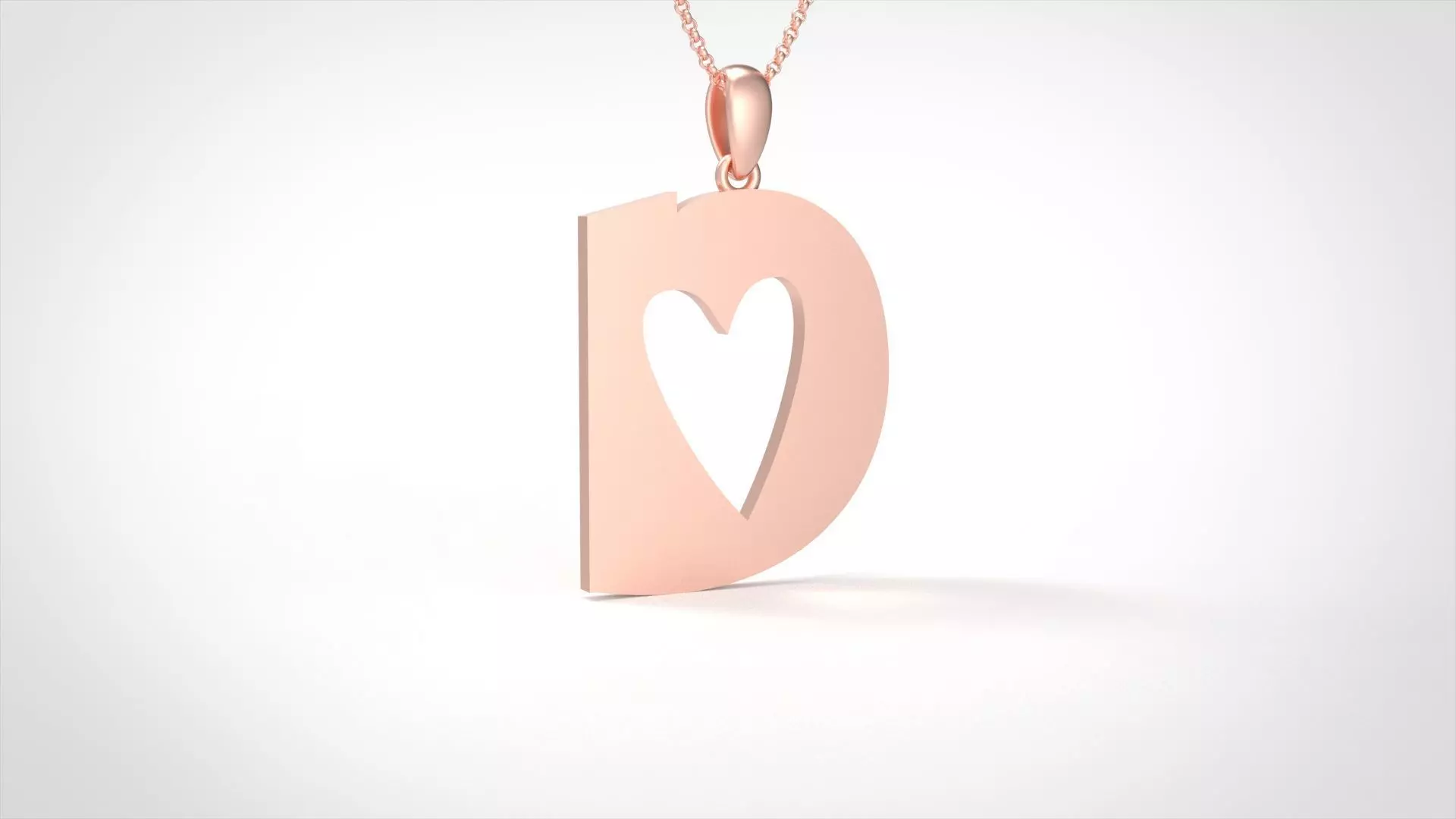 Model 1046 D Love Initial Letter Alphabet Pendant 3D print model
