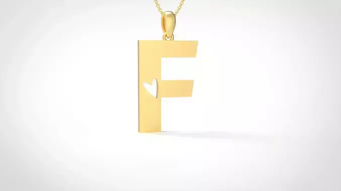 Model 1048 F Love Initial Letter Alphabet Pendant 3D print model