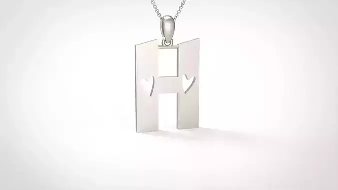 Model 1050 H Love Initial Letter Alphabet Pendant 3D print model