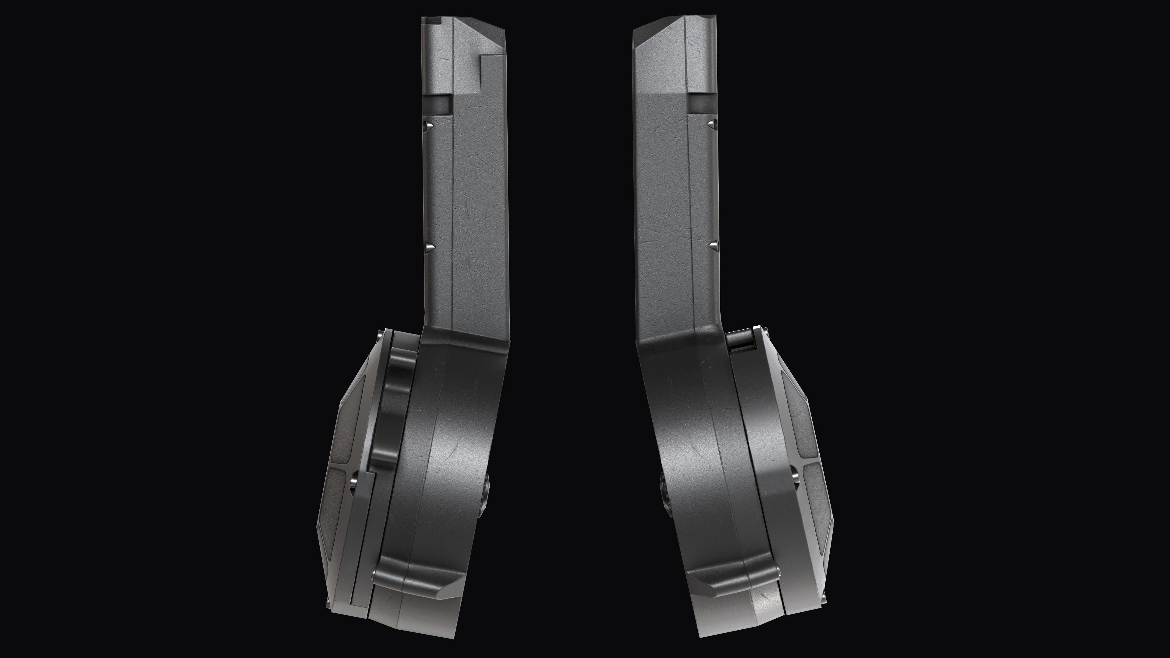 KCI 9mm 50-Round Drum Magazine Low-poly 3D model_9