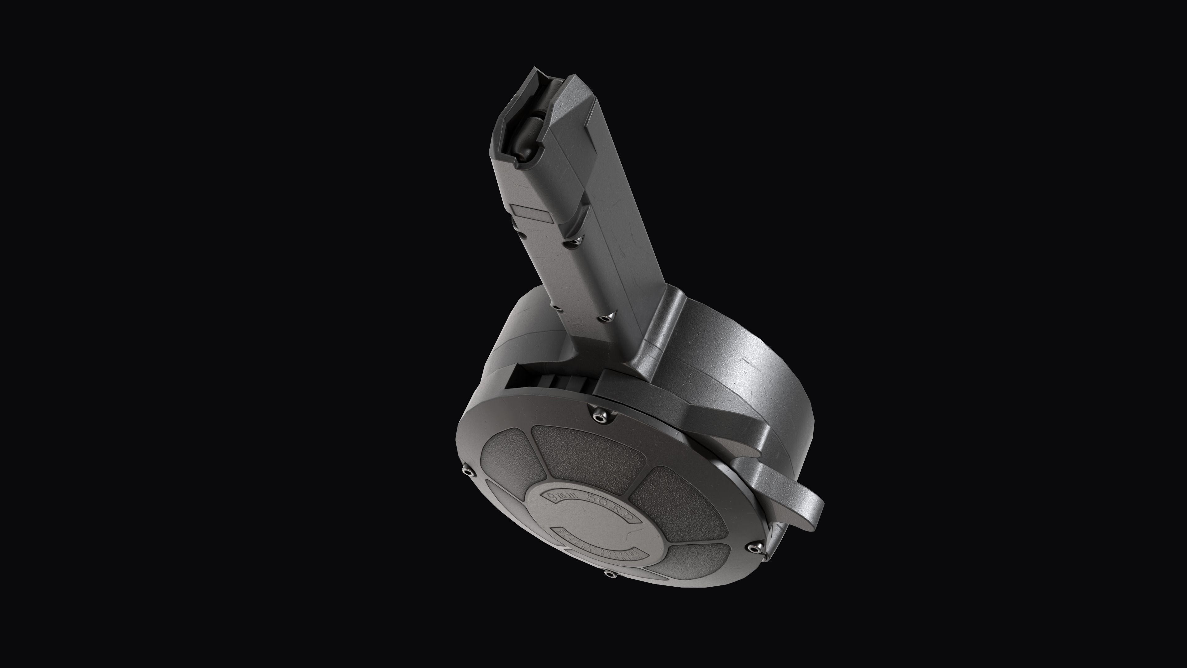 KCI 9mm 50-Round Drum Magazine Low-poly 3D model_7