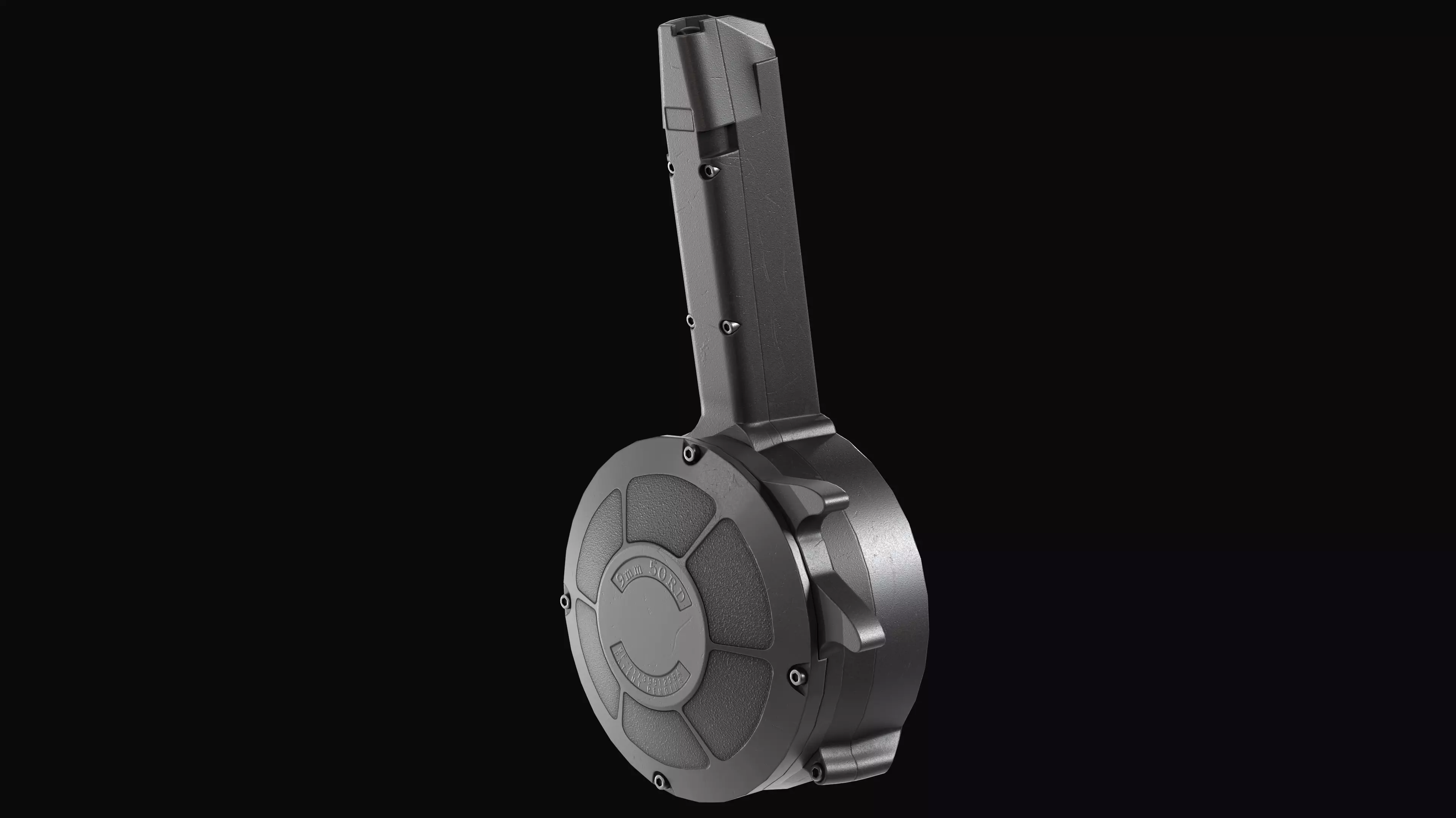 KCI 9mm 50-Round Drum Magazine Low-poly 3D model_0