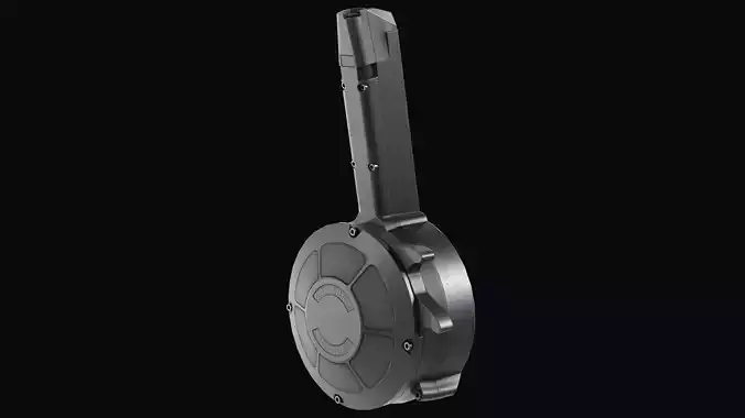 KCI 9mm 50-Round Drum Magazine Low-poly 3D model