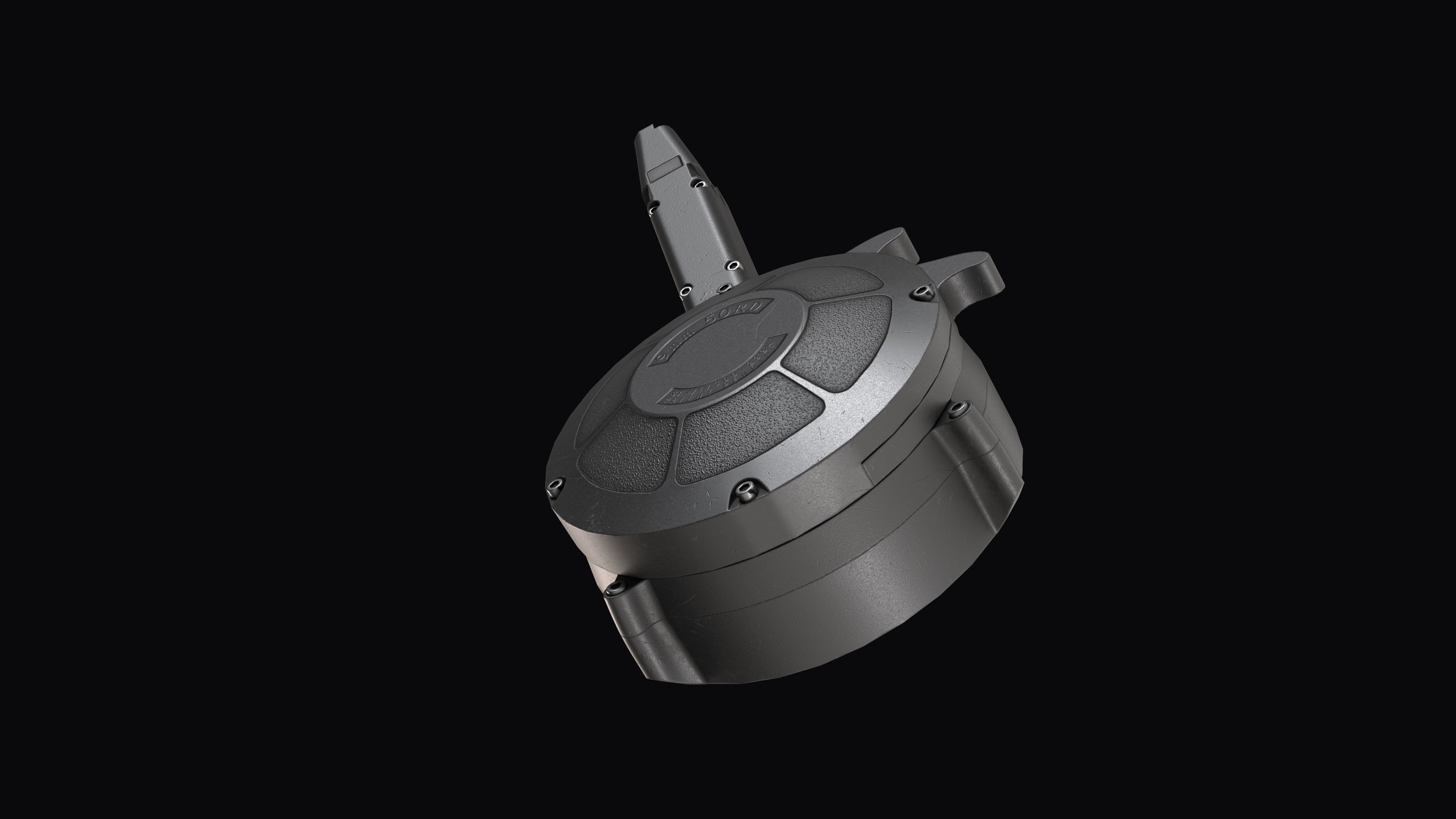 KCI 9mm 50-Round Drum Magazine Low-poly 3D model_8