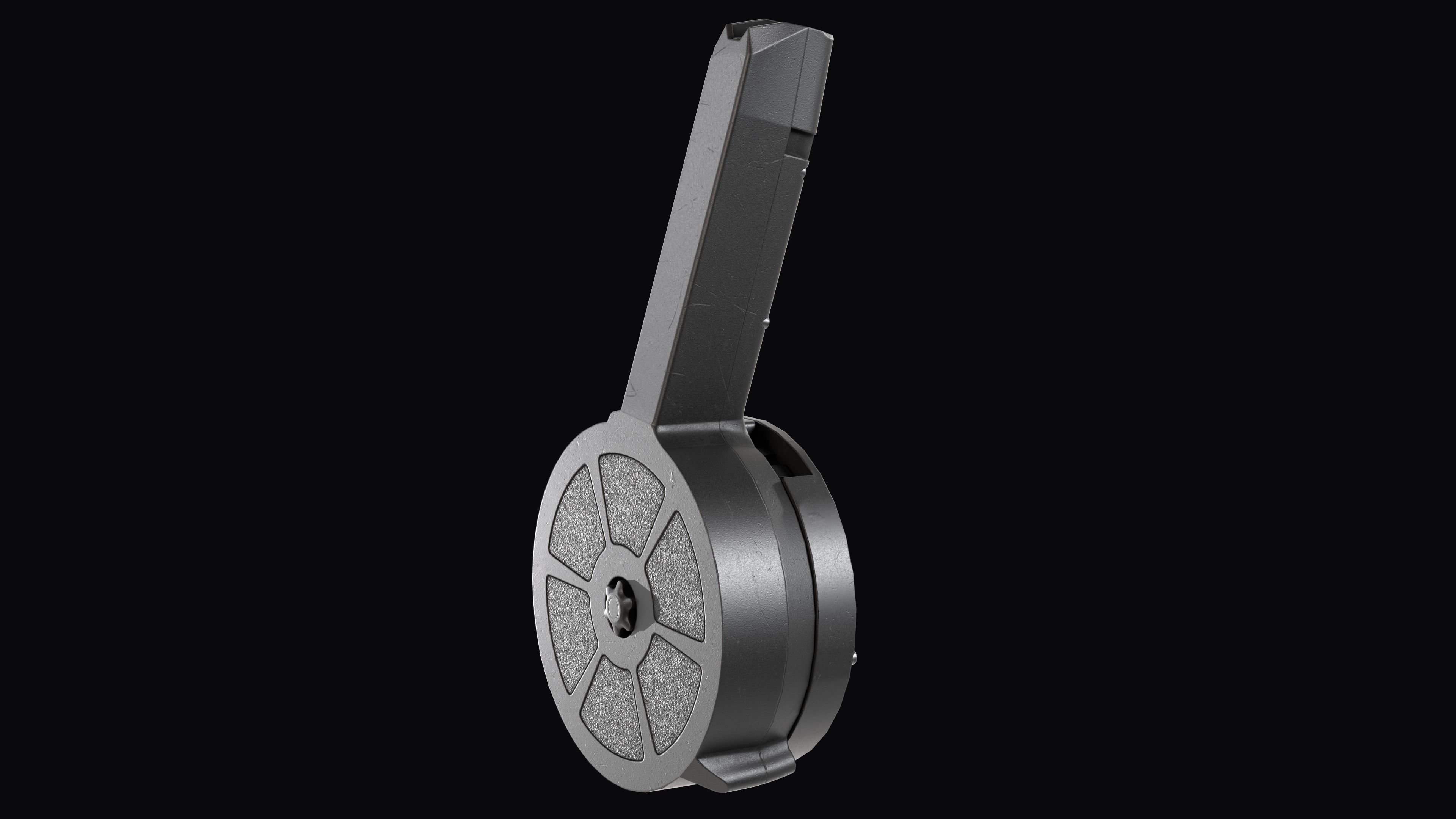 KCI 9mm 50-Round Drum Magazine Low-poly 3D model_5