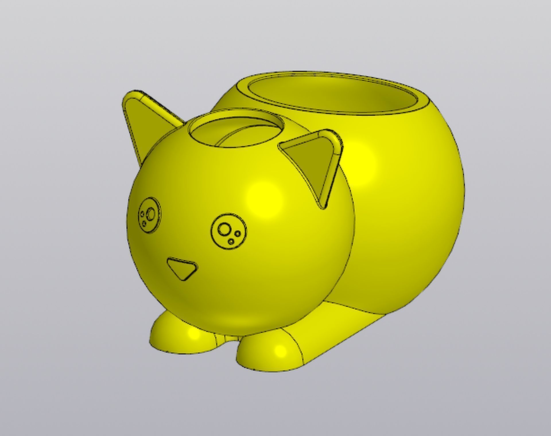 Set 2 Holders for small things Pen holders Bunny and Cat 3D print model_9