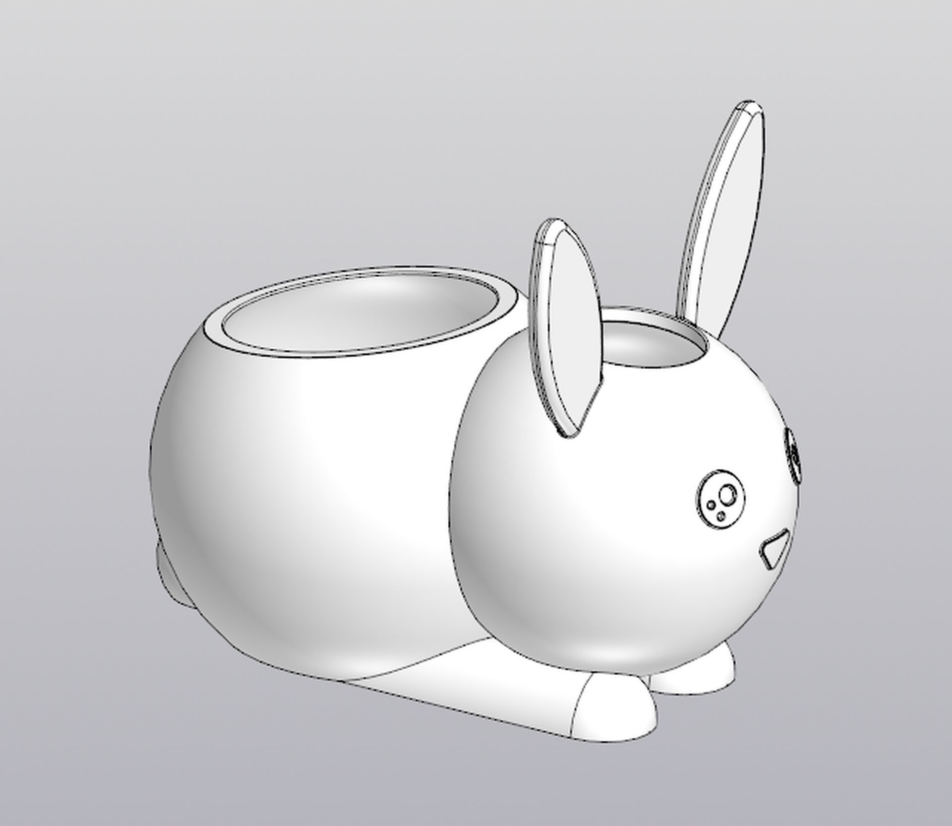 Set 2 Holders for small things Pen holders Bunny and Cat 3D print model_17