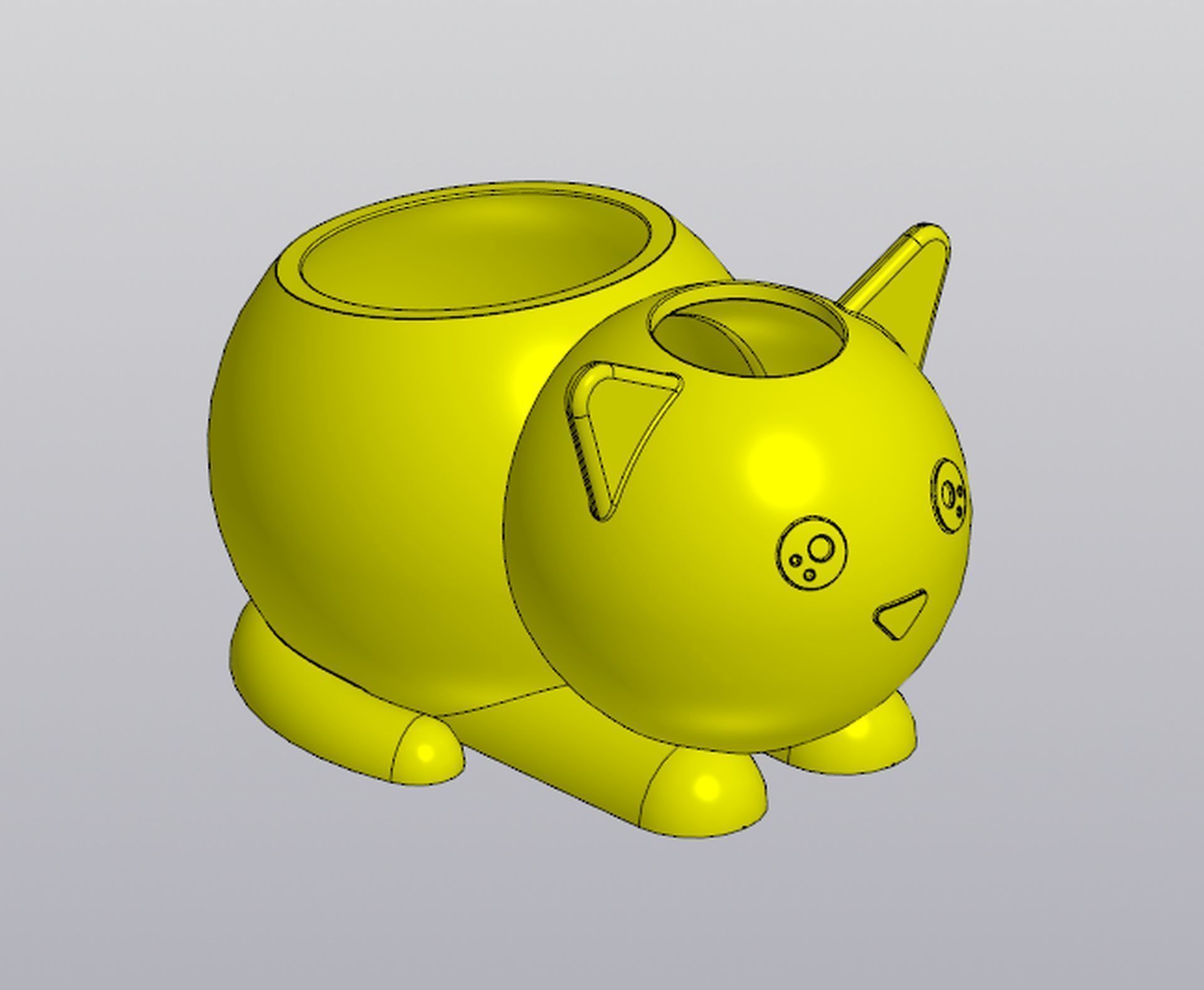 Set 2 Holders for small things Pen holders Bunny and Cat 3D print model_10