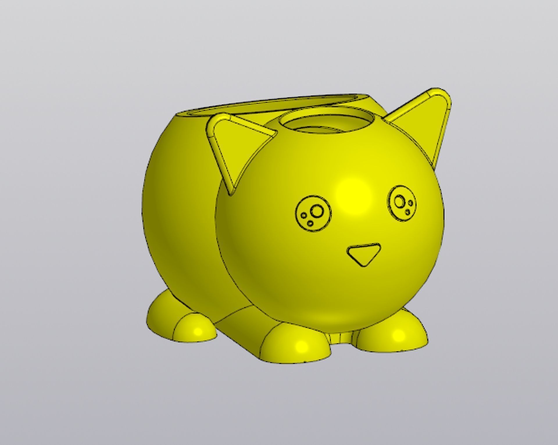 Set 2 Holders for small things Pen holders Bunny and Cat 3D print model_3