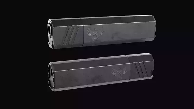 SilencerCo Osprey 9 9x19mm suppressor Low-poly 3D model