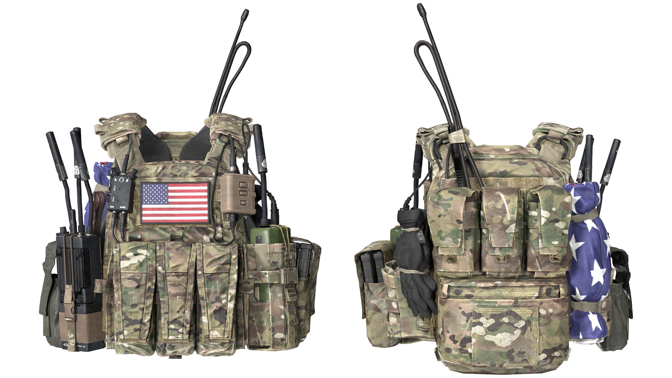 3D Model Collection AVS PLATE CARRIER BUNDLE VR / AR / lowpoly CGTrader