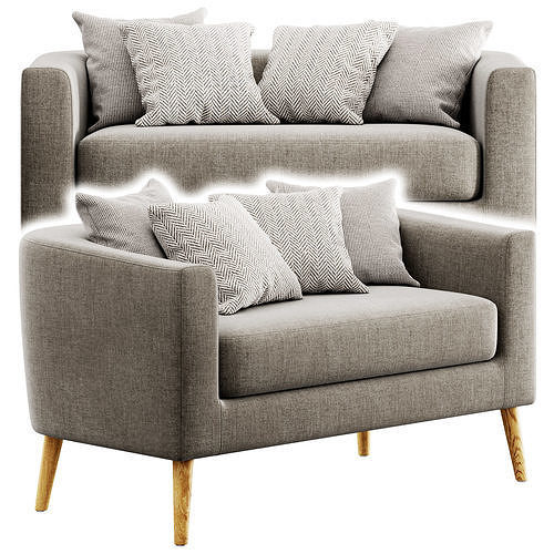 Decato Loveseat by George Oliver 3D model 2