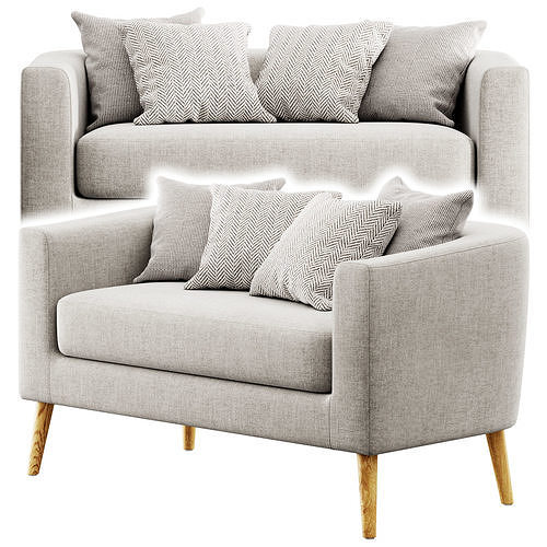 Decato Loveseat by George Oliver 3D model 6