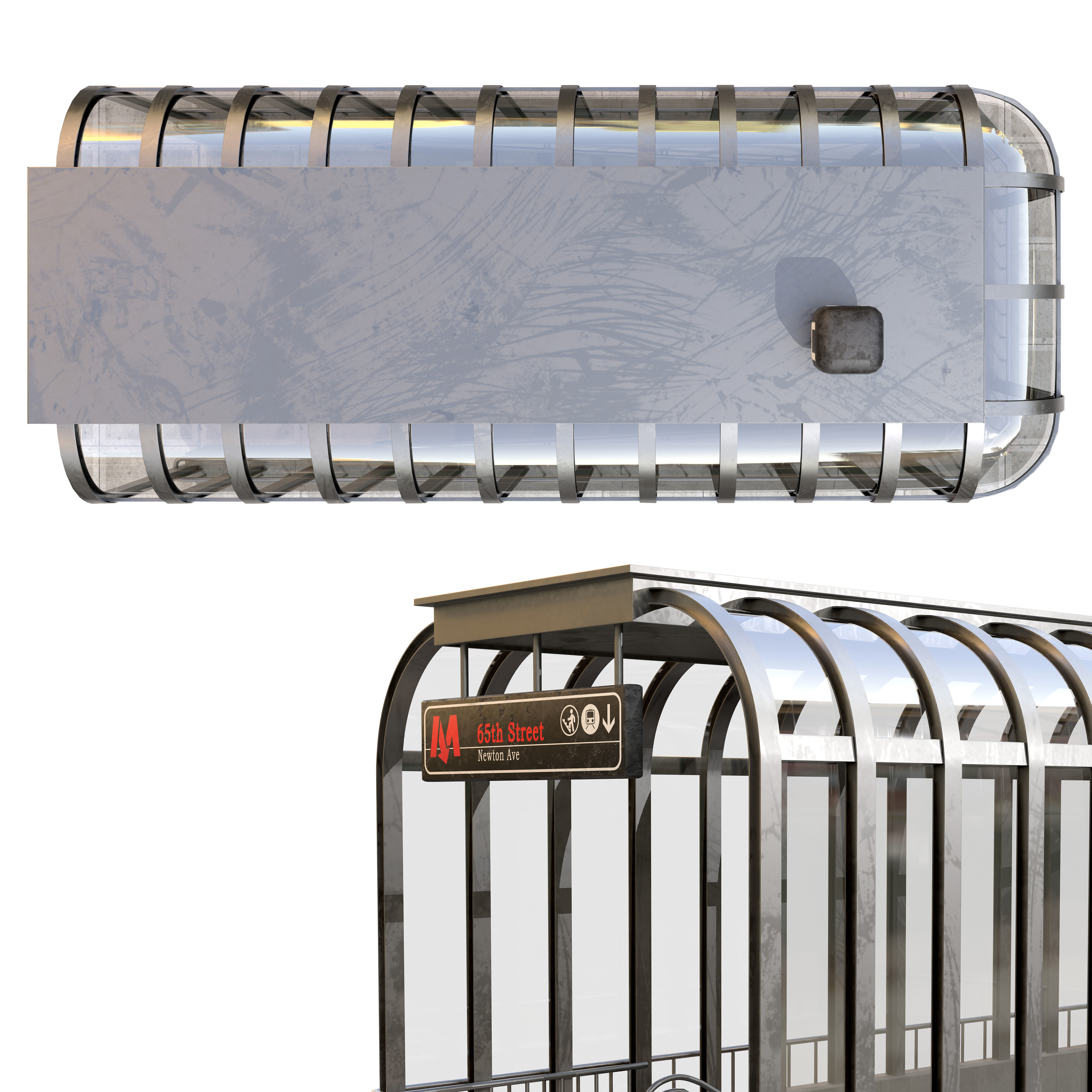 Metro Entrance 01 Low-poly 3D model_2