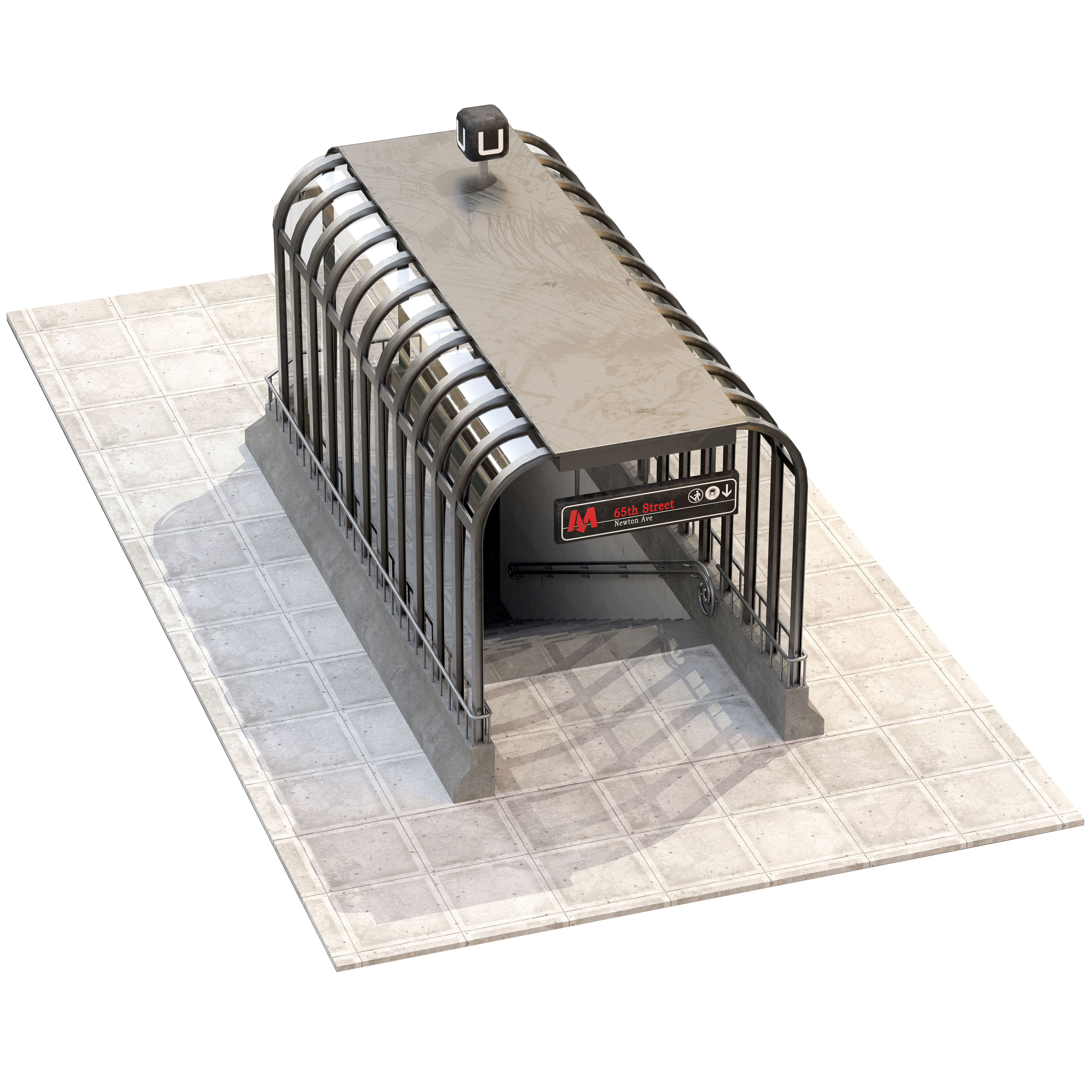 Metro Entrance 01 Low-poly 3D model_3