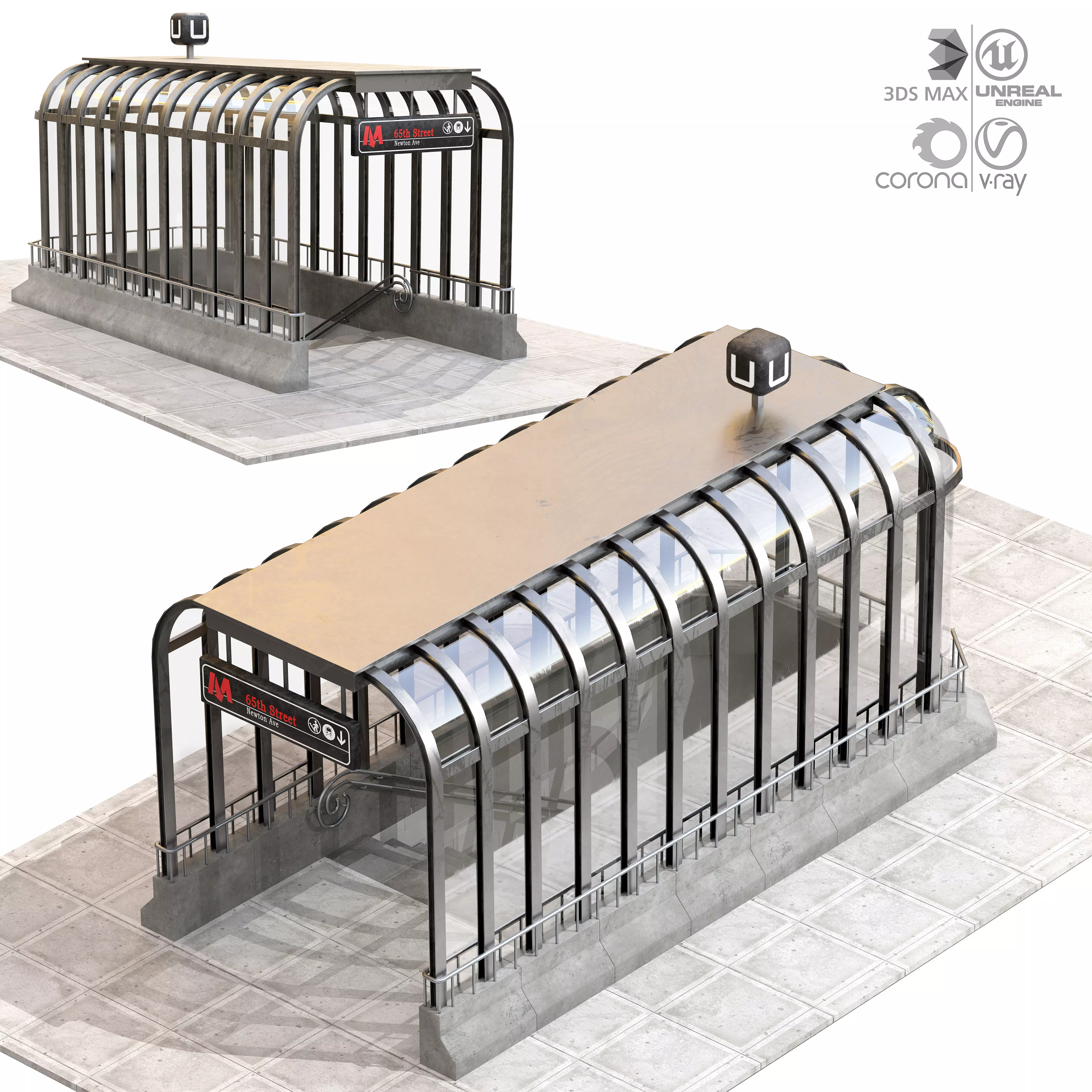 Metro Entrance 01 Low-poly 3D model_0