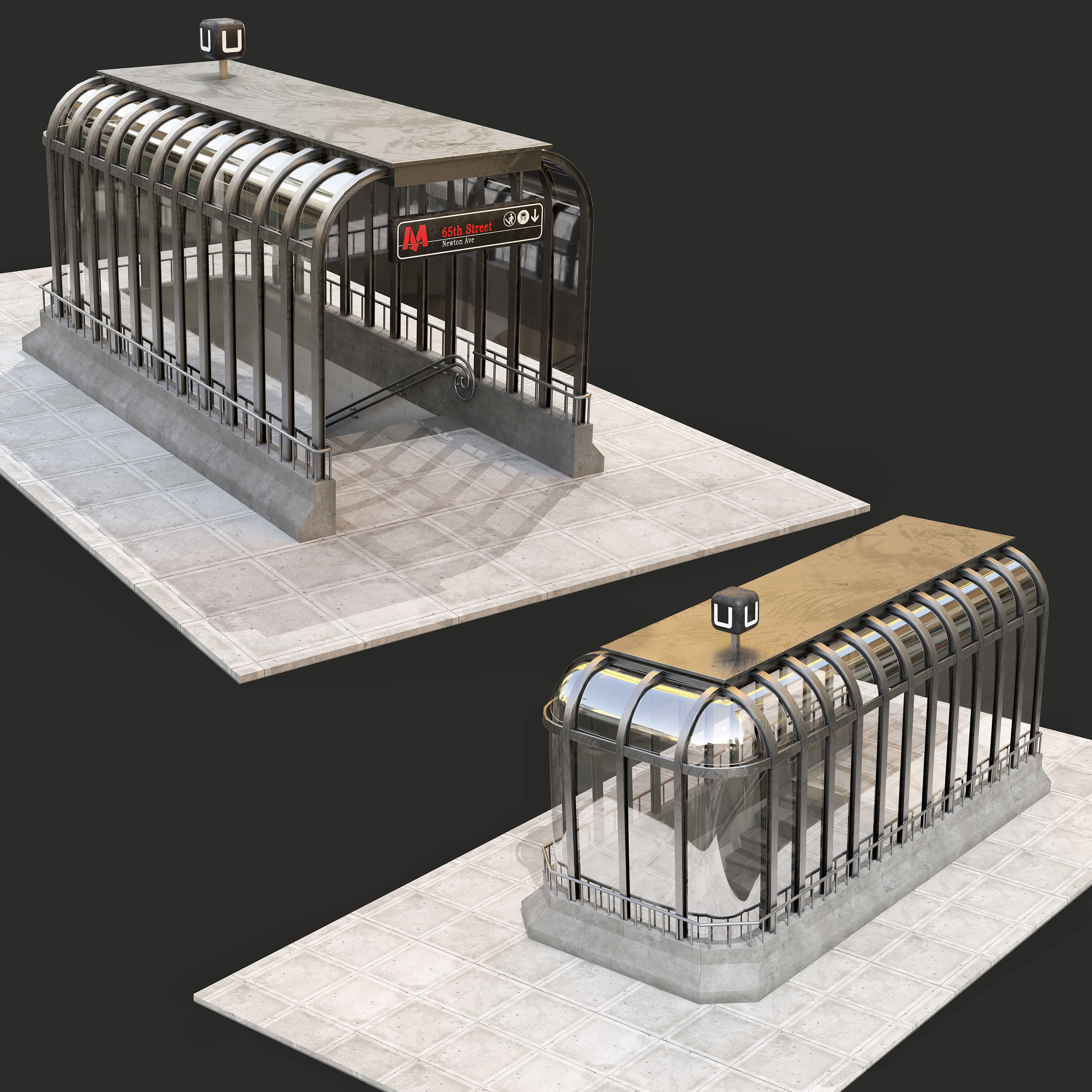 Metro Entrance 01 Low-poly 3D model_1