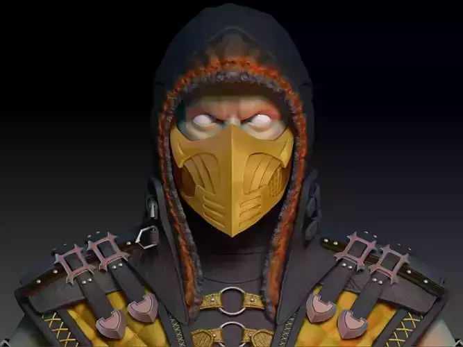 Mortal Kombat Scorpion High Poly With Mixed Armor