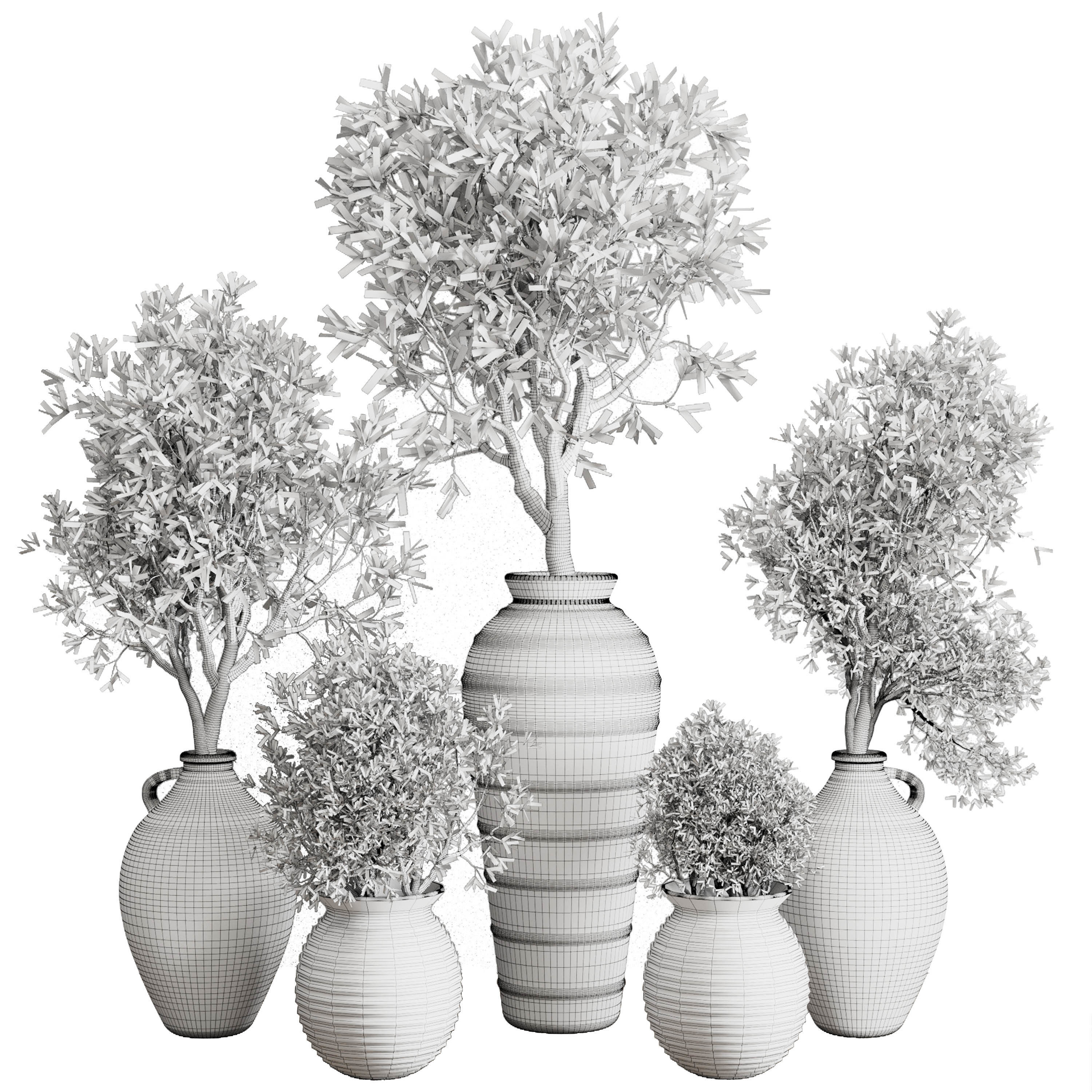 Olive tree in an old earthenware vase indoor set 351 Low-poly 3D model_6