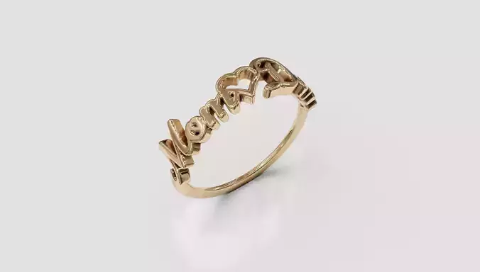 Mom dad love with heart mini ring 