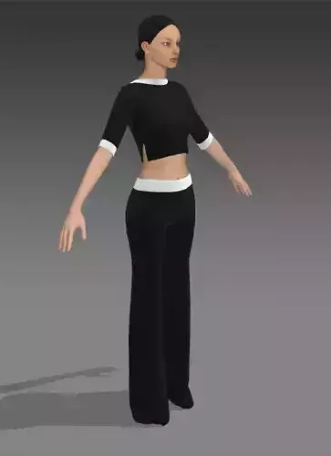 BASIC TWO PIECES BLOUSE PANT BLACK AND WHITE