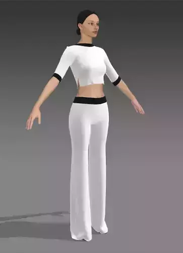 BASIC TWO PIECES BLOUSE PANT BLACK AND WHITE