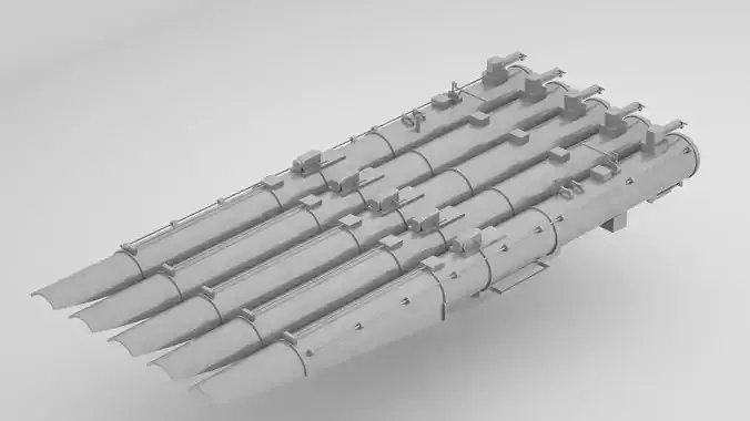21 Inch - 533mm Mark 15 Torpedo Launcher  3D model