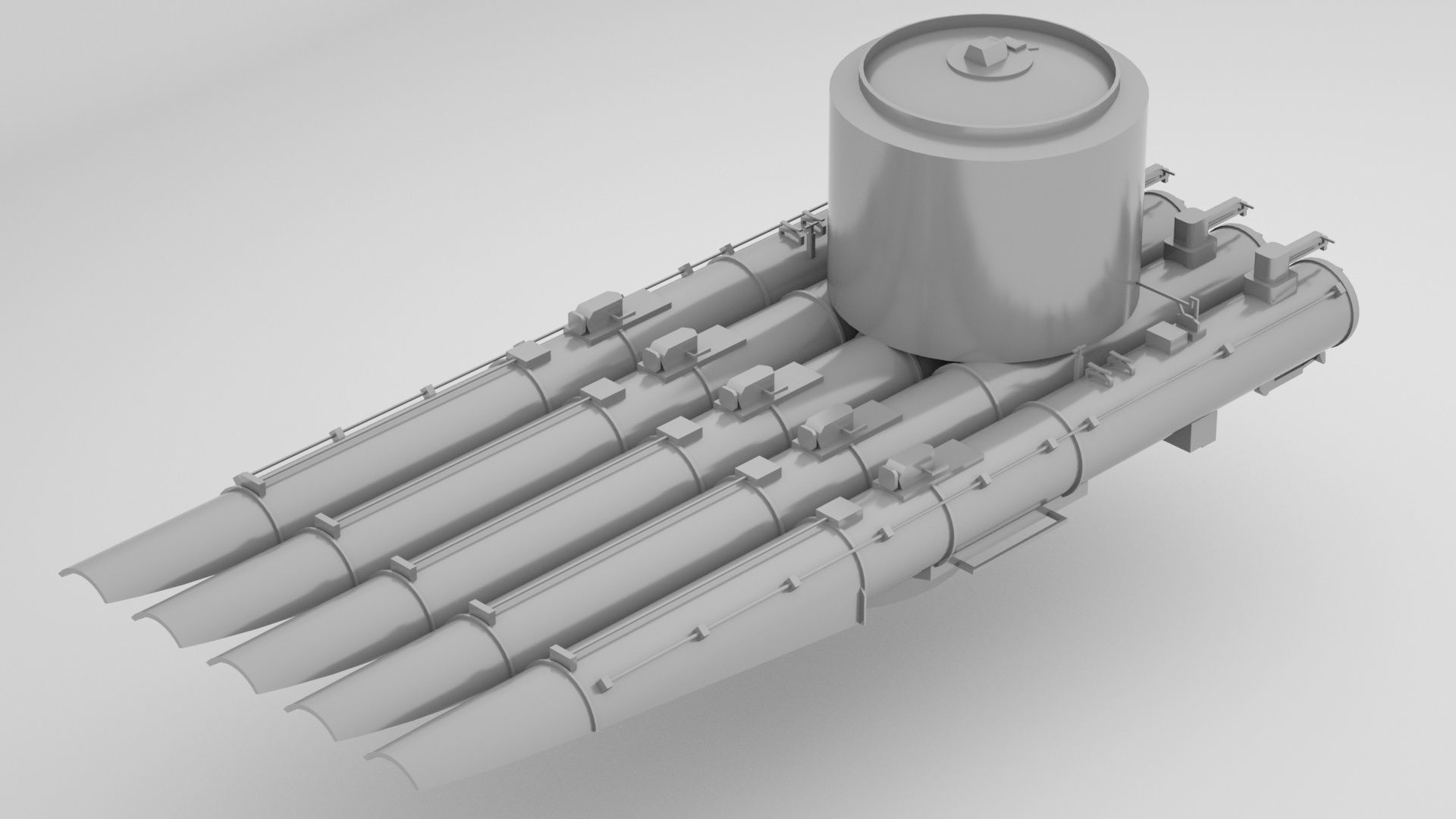 21 Inch - 533mm Mark 15 Torpedo Launcher  3D model_1