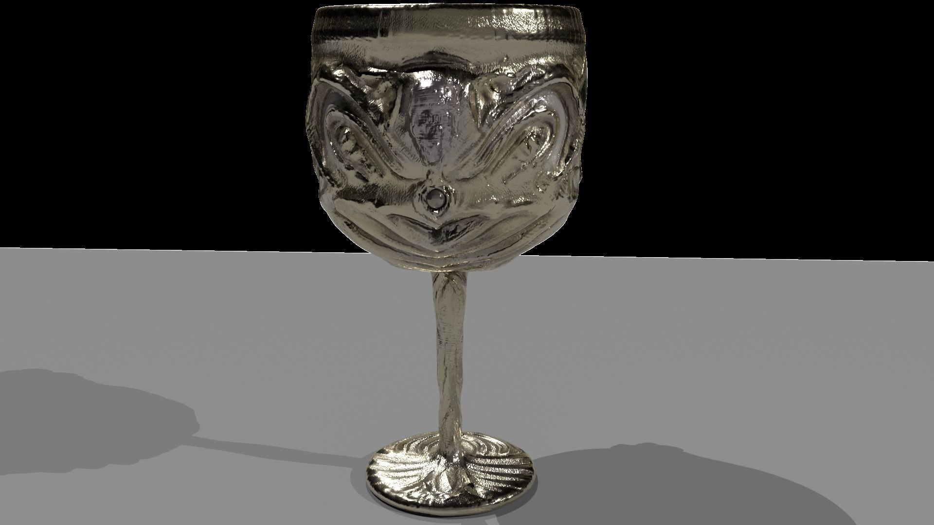 golden wine cup Free low-poly 3D model_1