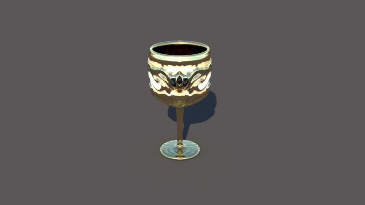 golden wine cup Free low-poly 3D model_14