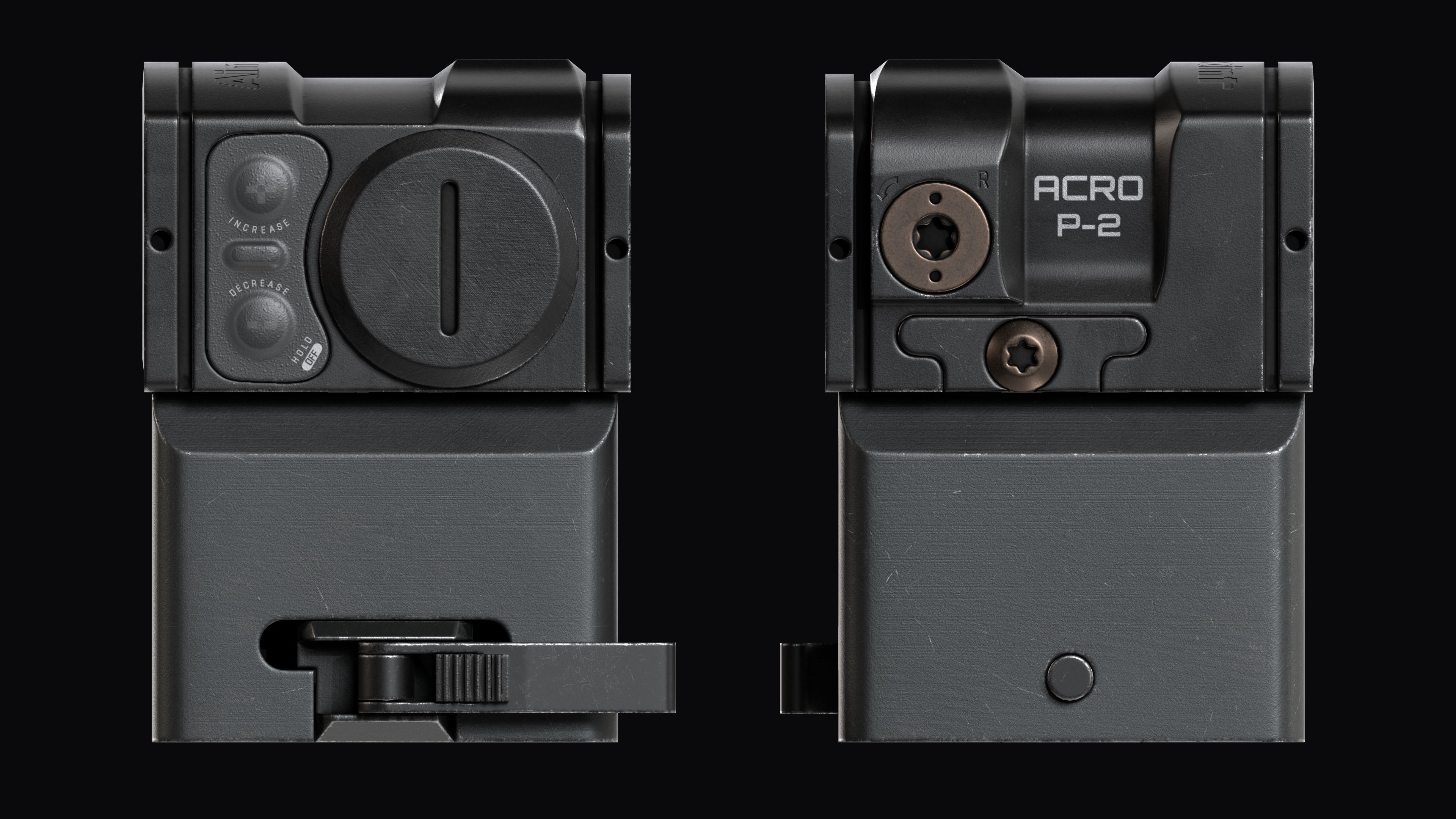 Red Dot Reflex Sight Aimpoint Acro P-2 Low-poly 3D model_11