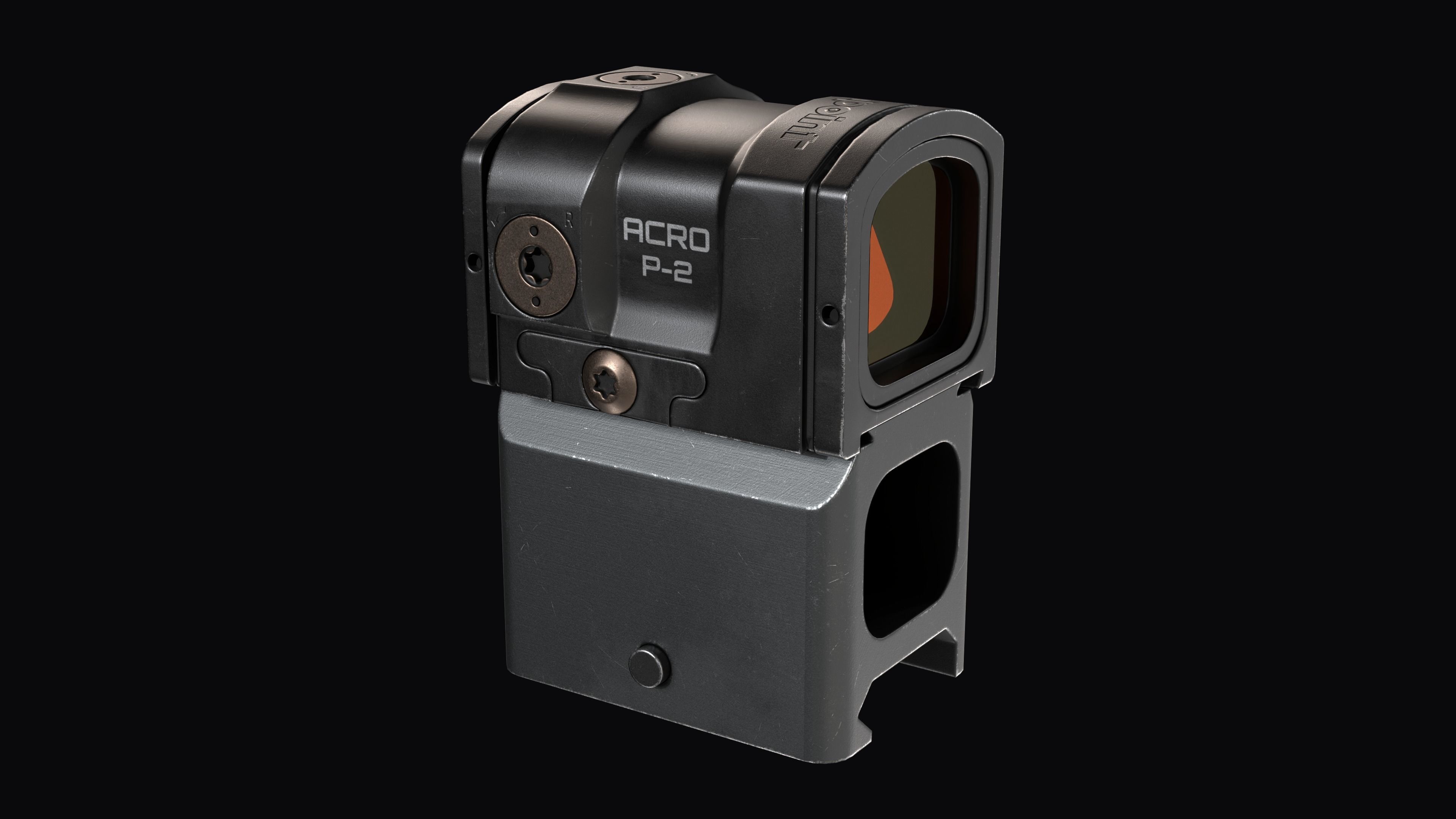 Red Dot Reflex Sight Aimpoint Acro P-2 Low-poly 3D model_8
